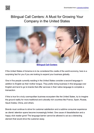 Bilingual Call Centers: A Must for Growing Your Company in the United States
