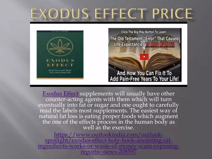 exodus effect supplements will usually have other