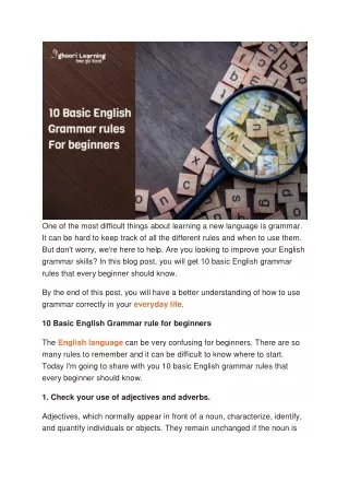 10 Basic English Grammar rule for beginners