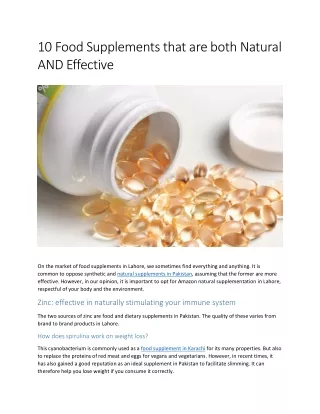 10 Food Supplements that are both Natural AND Effective