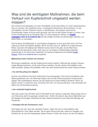 Kupfer verkaufen