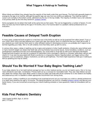 What Creates A Delay In Teething