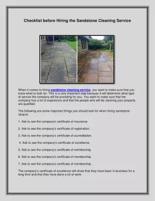 checklist before hiring the sandstone cleaning