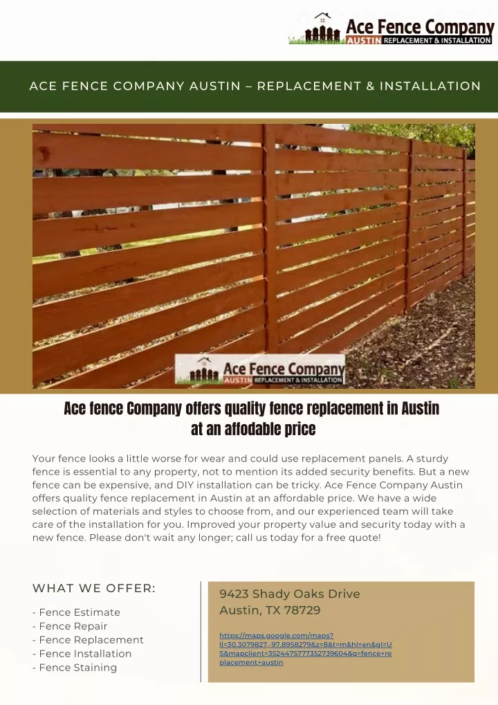 ace fence company austin replacement installation