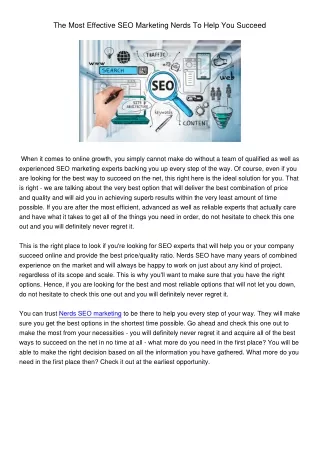 the most effective seo marketing nerds to help