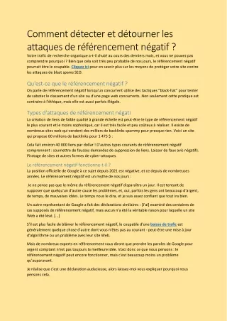 Comment détecter et détourner les attaques de référencement négatif
