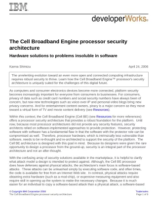 the cell broadband engine processor security