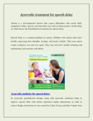 Ayurvedic treatment for speech delay