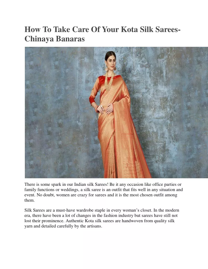 how to take care of your kota silk sarees chinaya