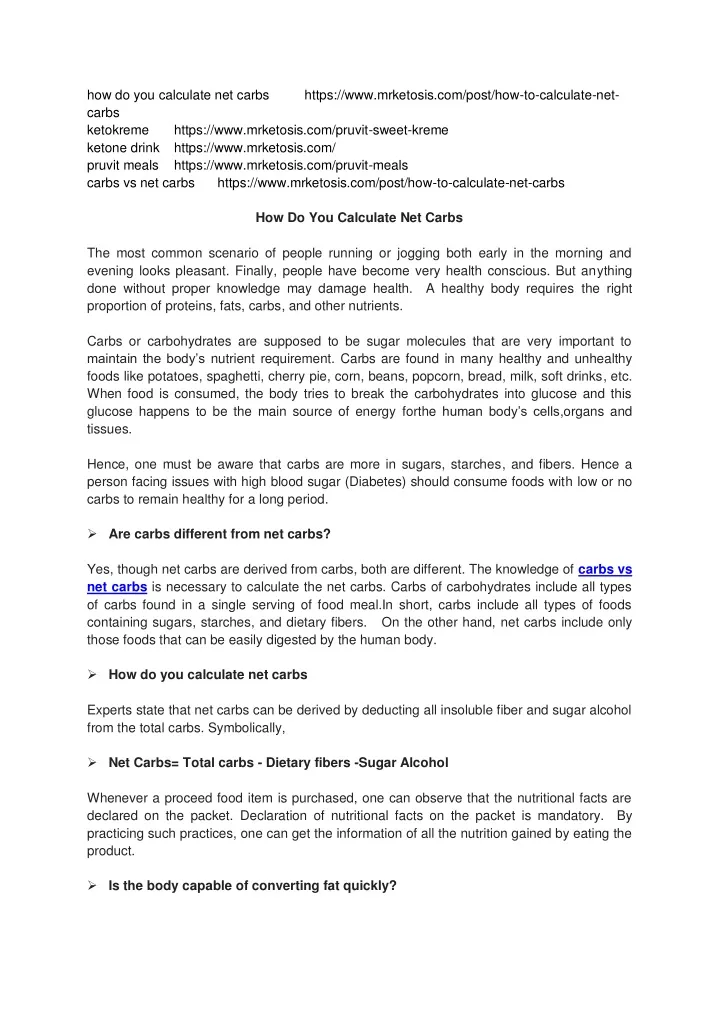 how do you calculate net carbs carbs ketokreme