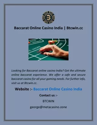 Baccarat Online Casino India Btcwin