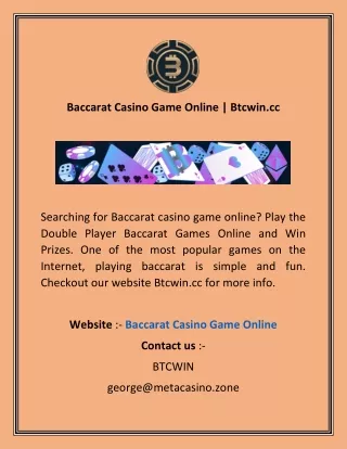 Baccarat Casino Game Online Btcwin.cc