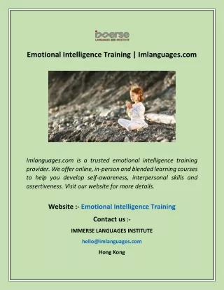 Emotional Intelligence Training Imlanguages