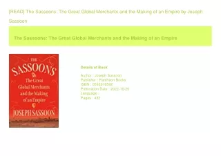 [READ] The Sassoons The Great Global Merchants and the Making of an Empire