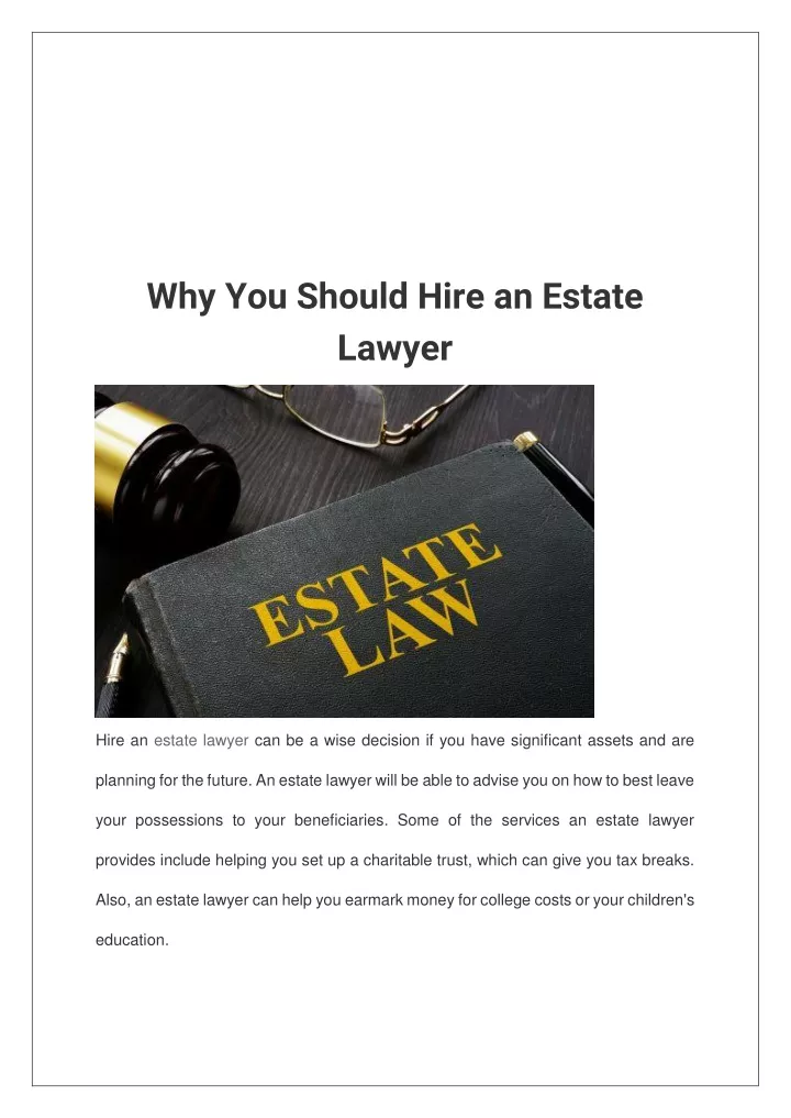 why you should hire an estate lawyer