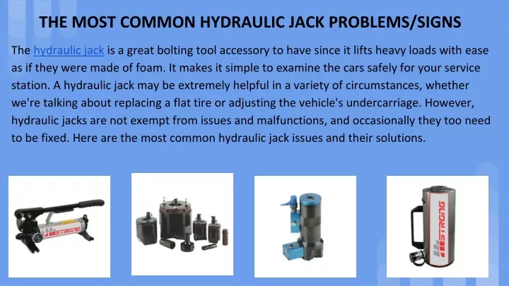 the most common hydraulic jack problems signs