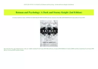 [P.D.F] [D.O.W.N.L.O.A.D] [R.E.A.D] Batman and Psychology A Dark and Stormy Knight (2nd Edition) (DOWNLOAD E.B.O.O.K.^)