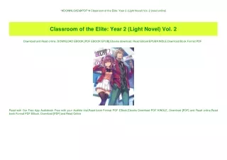 ^#DOWNLOAD@PDF^# Classroom of the Elite Year 2 (Light Novel) Vol. 2 {read online}
