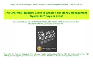 [Best!] The One Week Budget Learn to Create Your Money Management System in 7 Days or Less! ZIP
