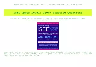 (Epub Download) ISEE Upper Level 2500  Practice Questions [Free Ebook]
