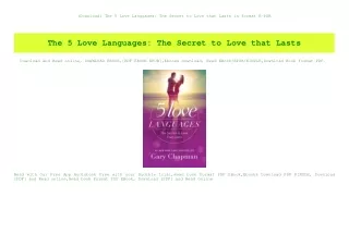 (Download) The 5 Love Languages The Secret to Love that Lasts in format E-PUB