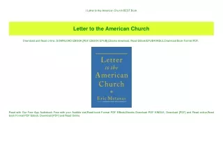 ^DOWNLOAD-PDF) Letter to the American Church BEST Book