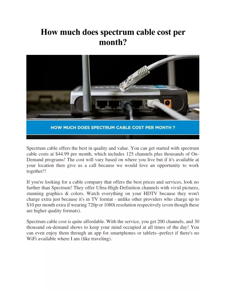 how much does spectrum cable cost per month