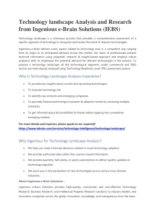 technology landscape analysis and research from ingenious e brain solutions iebs