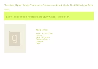 ^Download_[Epub]^ Safety Professional's Reference and Study Guide  Third Edi