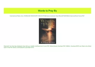 (READ)^ Words to Pray By ebook