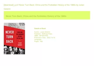 [download]_p.d.f Never Turn Back China and the Forbidden History of the 1980