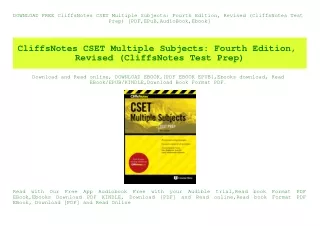 DOWNLOAD FREE CliffsNotes CSET Multiple Subjects Fourth Edition  Revised (CliffsNotes Test Prep) [PDF EPuB AudioBook Ebo