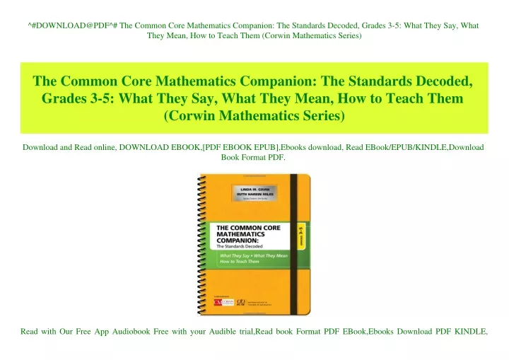 Ppt download pdf the common core mathematics companion the