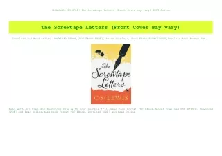 [DOWNLOAD IN @PDF] The Screwtape Letters (Front Cover may vary) BEST Online