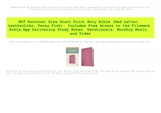 DOWNLOAD EPUB NLT Personal Size Giant Print Holy Bible (Red Letter  LeatherLike  Peony Pink) Includes Free Access to the