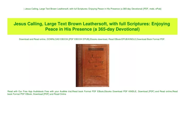 jesus calling large text brown leathersoft with