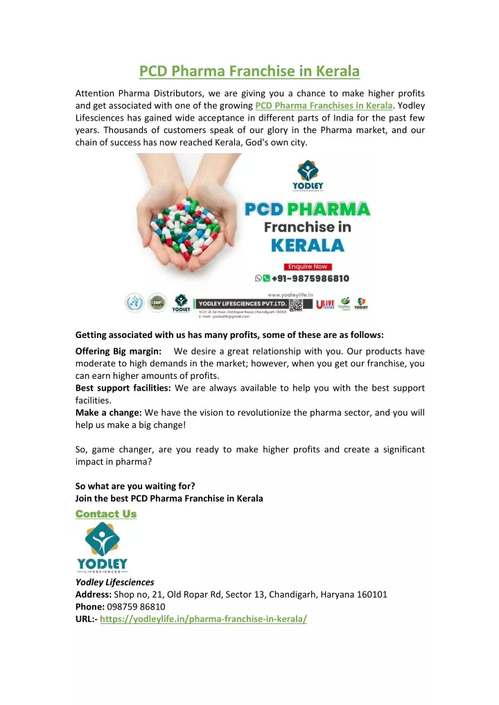 pcd pharma franchise in kerala