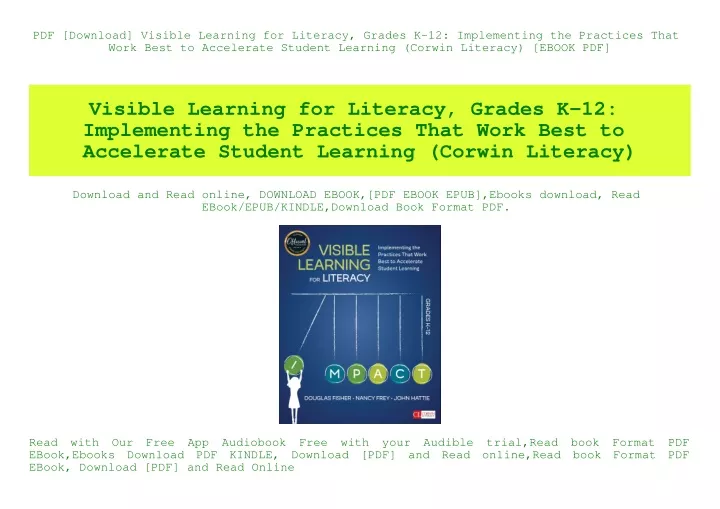 pdf download visible learning for literacy grades