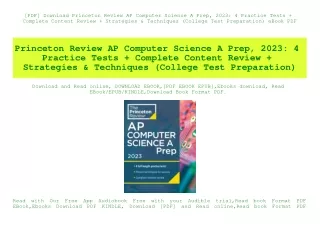 [PDF] Download Princeton Review AP Computer Science A Prep  2023 4 Practice Tests   Complete Content Review   Strategies