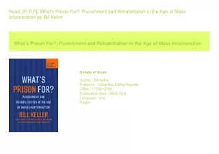 Read_[P.D.F]) What's Prison For Punishment and Rehabilitation in the Age of