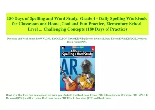 (READ)^ 180 Days of Spelling and Word Study Grade 4 - Daily Spelling Workbook for Classroom and Home  Cool and Fun Pract