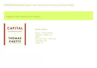 [FREE][DOWNLOAD] Capital in the Twenty-First Century  by Thomas Piketty