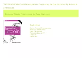 ^PDF/READ)DOWNLOAD Mastering Bitcoin Programming the Open Blockchain  by And