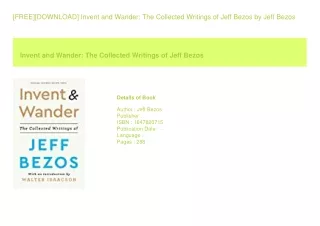 [FREE][DOWNLOAD] Invent and Wander The Collected Writings of Jeff Bezos  by