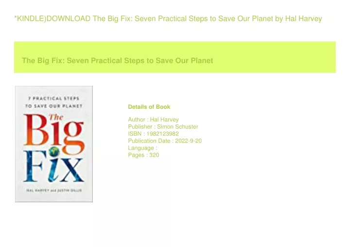 kindle download the big fix seven practical steps