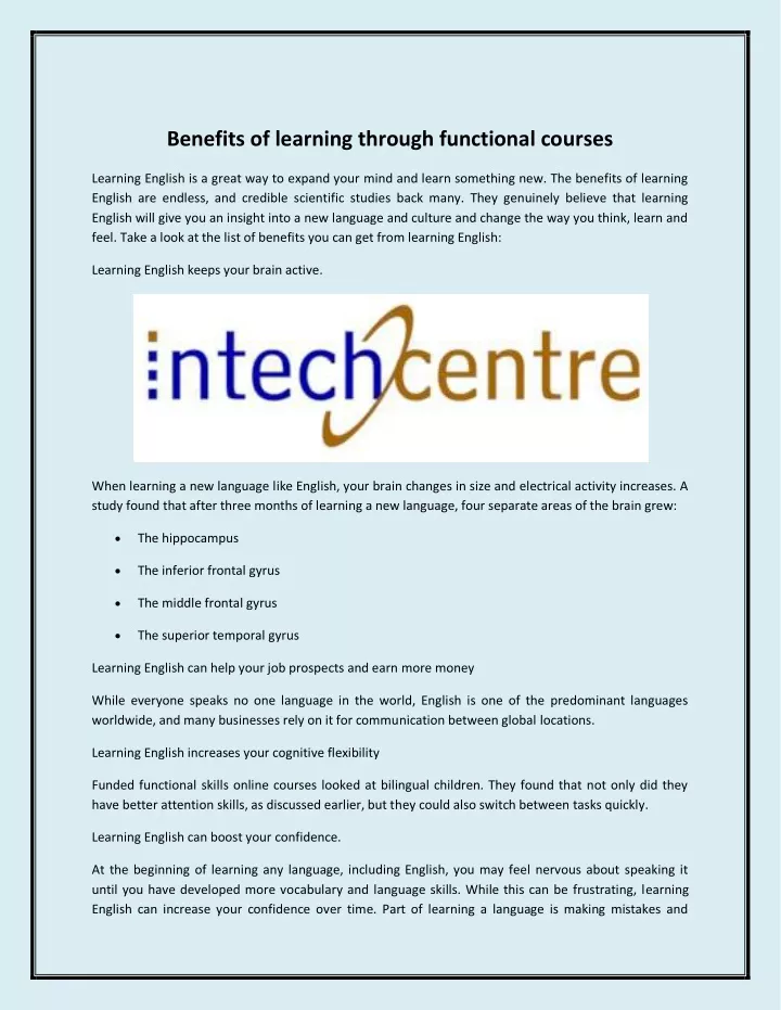 benefits of learning through functional courses