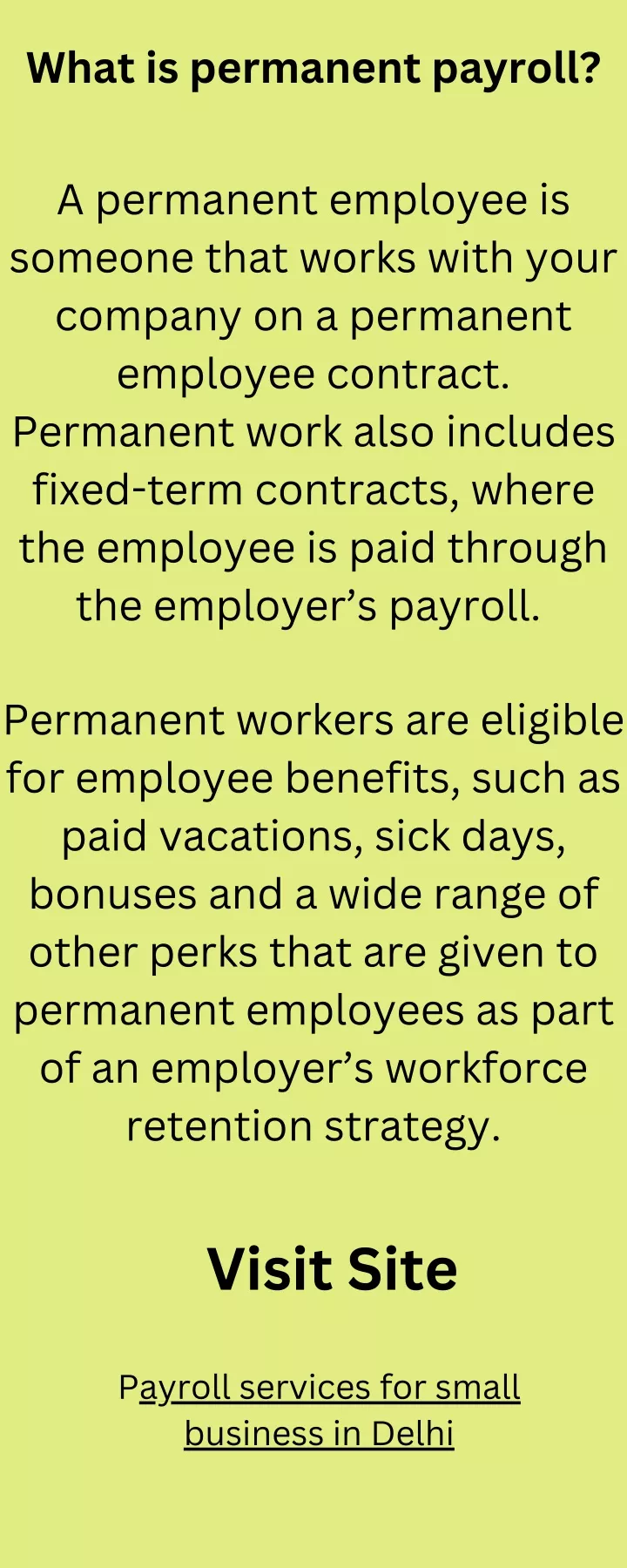 what is permanent payroll