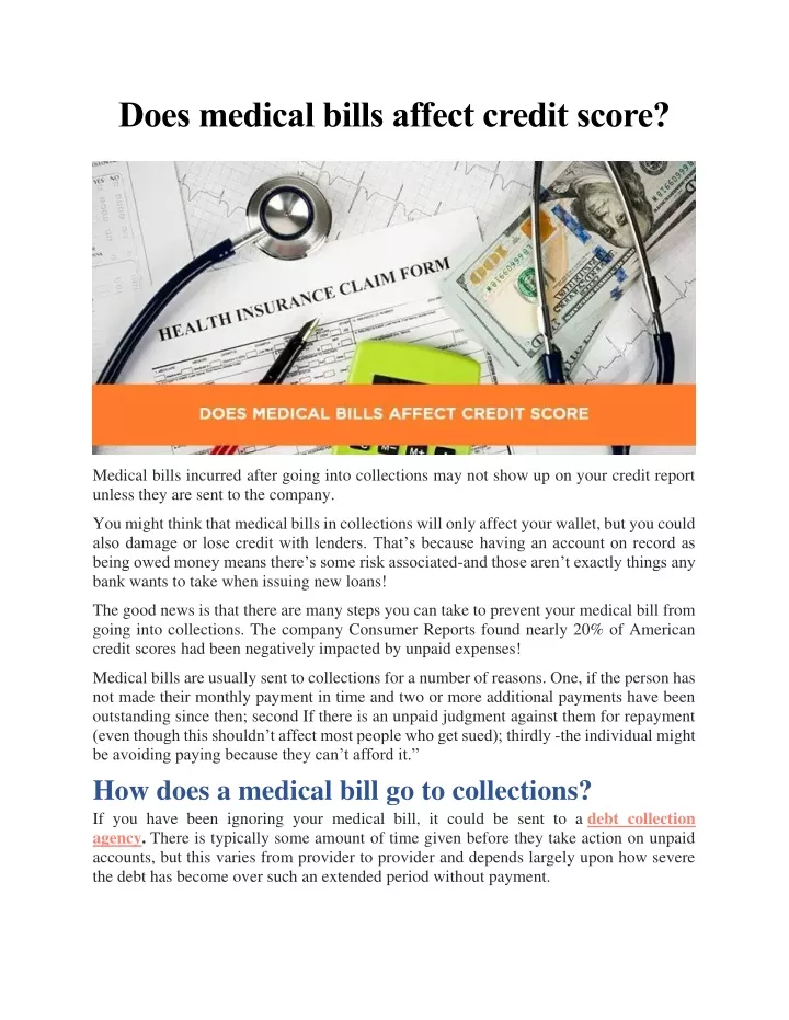 does medical bills affect credit score