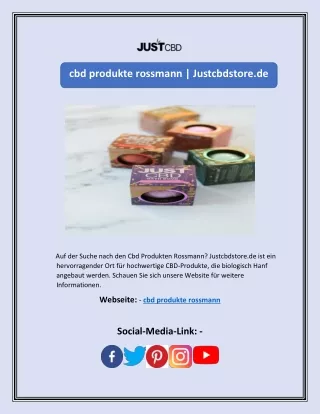 cbd produkte rossmann | Justcbdstore.de