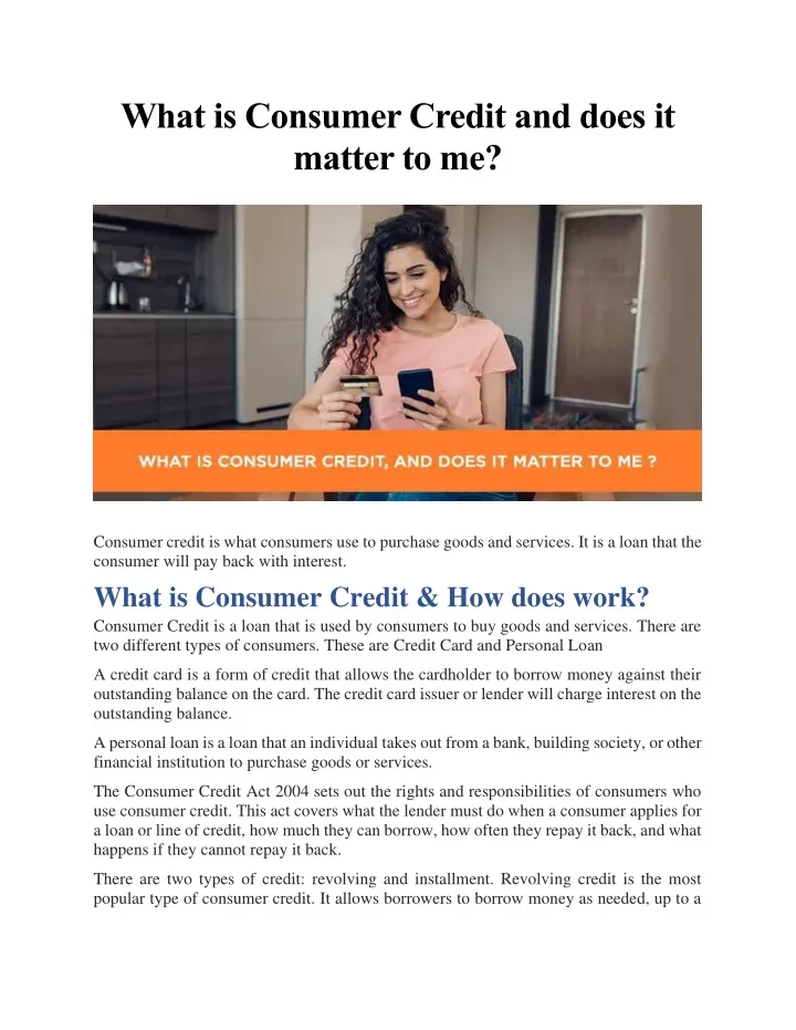 what is consumer credit and does it matter to me